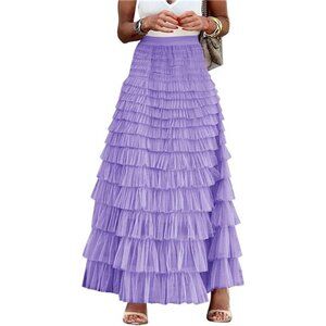 Women's Long Maxi Tulle Skirts Purple